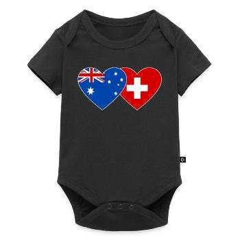 Australie Suisse Drapeau Coeur Drapeau - Body à manches courtes Premium Bébé - noir - Devant