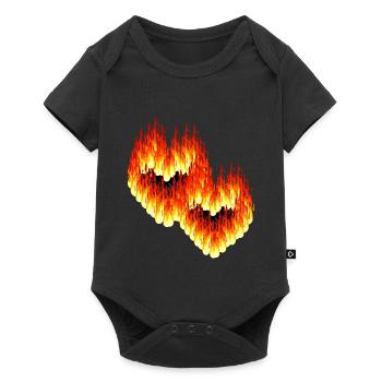 Flammes Coeur Coeurs Romance Saint-Valentin Amour - Body à manches courtes Premium Bébé - noir - Devant