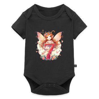 7 Jahre Fee Elfe Geburtstag Geschenk - Baby Premium Kurzarmbody - Schwarz - Vorne