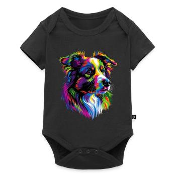 Australian Shepherd Bright Colors Pop Art Aussie - Baby Premium short-sleeve bodysuit - black - Front