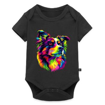 Australian Shepherd Bright Colors Pop Art Aussie - Baby Premium short-sleeve bodysuit - black - Front