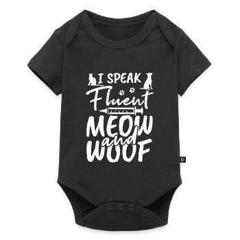Je parle couramment miaulement et trame - Body à manches courtes Premium Bébé - noir - Devant