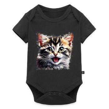 Cute kitten design in watercolor no.005 - Baby Premium short-sleeve bodysuit - black - Front