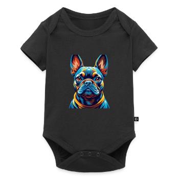 Bouledogue Français Race Coloré Dessin Animé Kawaii - Body à manches courtes Premium Bébé - noir - Devant