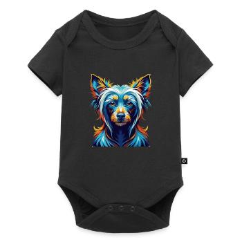 Chinese Crested Dog Breed Colorful Cartoon Kawaii - Baby Premium short-sleeve bodysuit - black - Front