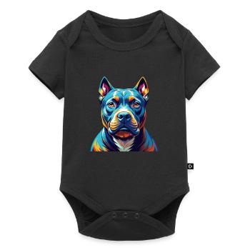 Pitbull Dog Breed Colorful Cartoon Kawaii - Baby Premium short-sleeve bodysuit - black - Front