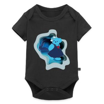 Blue bear with heart motif in paper design - Baby Premium short-sleeve bodysuit - black - Front