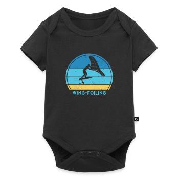 Wingfoil-Surfer Hydrofoil Kitefoil Wingsurf - Baby Premium Kurzarmbody - Schwarz - Vorne