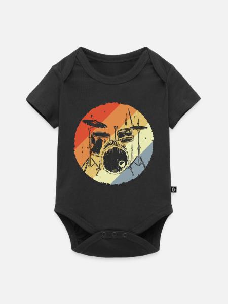 Schlagzeug Retro - Baby Premium Kurzarmbody - Schwarz