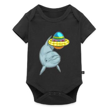 Dolphin Easter Swimming - Baby Premium short-sleeve bodysuit - black - Front