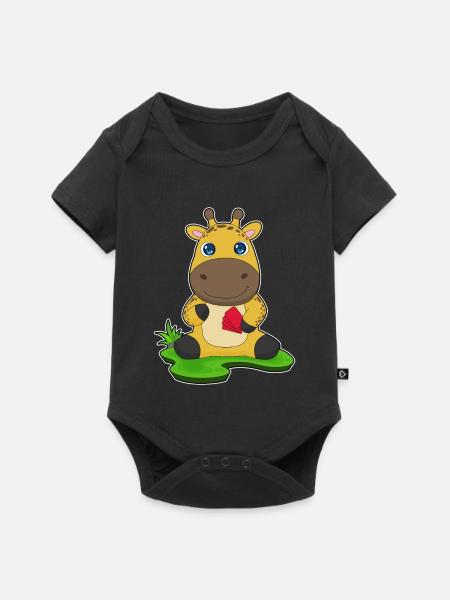 Giraffe Poker Pokerkarten - Baby Premium Kurzarmbody - Schwarz