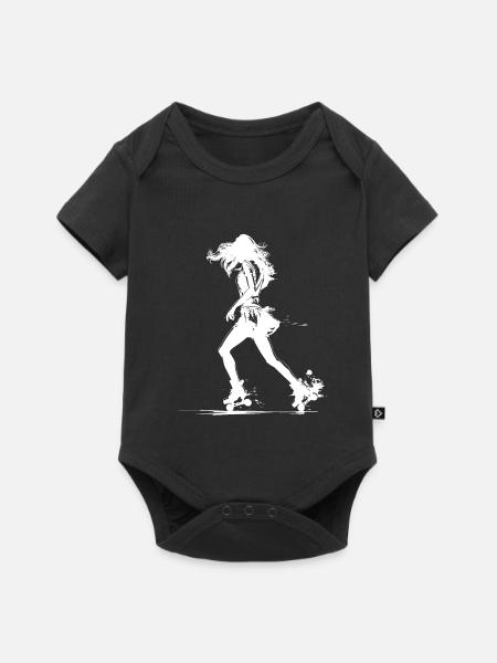 Rollschuhfahrerin Zeichnung - Baby Premium Kurzarmbody - Schwarz
