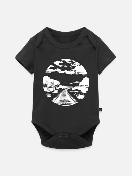 Eisenbahn Zeichnung - Baby Premium Kurzarmbody - Schwarz