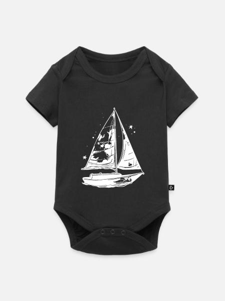 Segelboot Skizze - Baby Premium Kurzarmbody - Schwarz