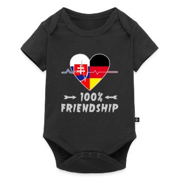 Slowakei und Deutschland 100% Freundschaft - Baby Premium Kurzarmbody - Schwarz - Vorne