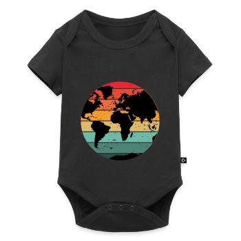 Colorful Retro World Map Design - Baby Premium short-sleeve bodysuit - black - Front