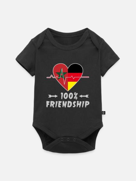 Marokko und Deutschland 100% Freundschaft - Baby Premium Kurzarmbody - Schwarz