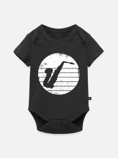 Saxophon Zeichnung - Baby Premium Kurzarmbody - Schwarz