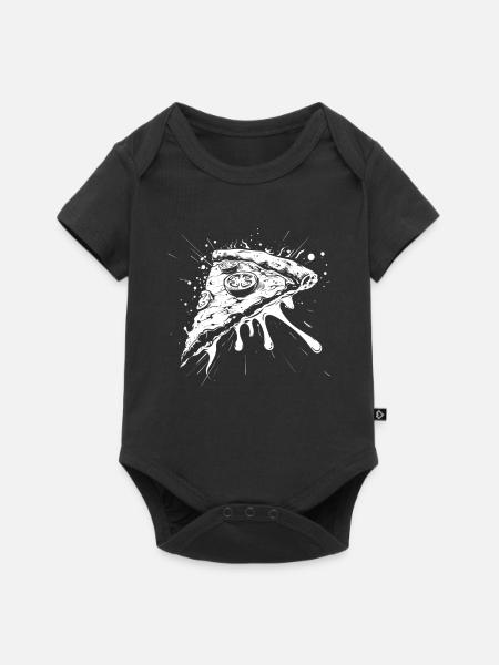 Pizza Stück Zeichnung - Baby Premium Kurzarmbody - Schwarz
