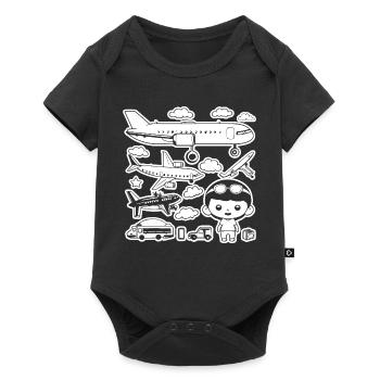 Avions style dessin animé - Body à manches courtes Premium Bébé - noir - Devant