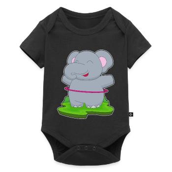Elefant Fitnessreifen Workout Gymnastik - Baby Premium Kurzarmbody - Schwarz - Vorne