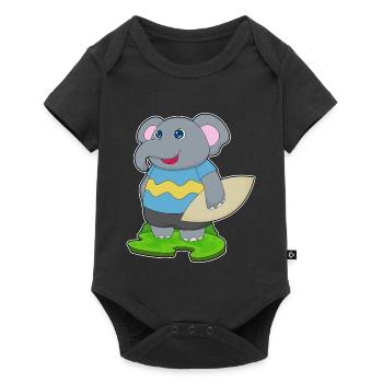 Été de planche de surf sur l’éléphant - Body à manches courtes Premium Bébé - noir - Devant