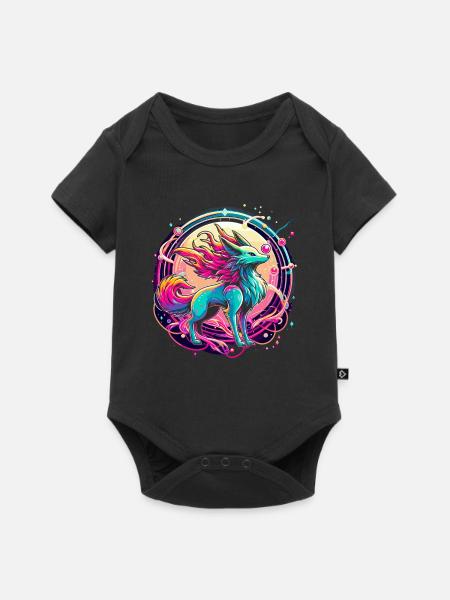 Psychedelische Fuchs Kunst - Baby Premium Kurzarmbody - Schwarz