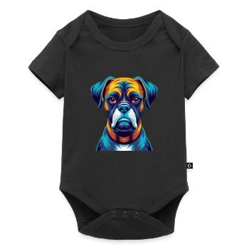 Boxer Chien Coloré Kawaii Dessin Animé Personnage Animal de compagnie - Body à manches courtes Premium Bébé - noir - Devant