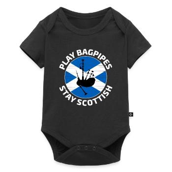 Bagpipe Player Instrument Scottish Scotland Flag - Baby Premium short-sleeve bodysuit - black - Front