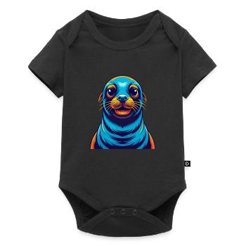 Seal Colorful Kawaii Cartoon Character Clipart - Baby Premium short-sleeve bodysuit - black - Front