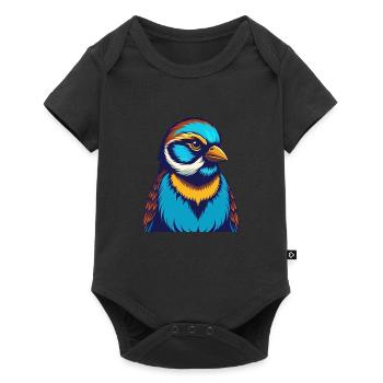 Moineau coloré Kawaii Dessin animé Personnage Clipart - Body à manches courtes Premium Bébé - noir - Devant