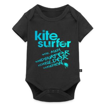 Kitesurfer vs Windsurfer - Baby Premium short-sleeve bodysuit - black - Front