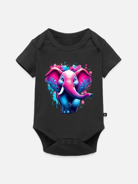 Elefant - Baby Premium Kurzarmbody - Schwarz