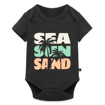 Mer Soleil Sable Plage Palmiers Ambiance d’été T-shirt - Body à manches courtes Premium Bébé - noir - Devant