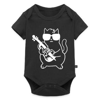 Geiger Geige Katze - Baby Premium Kurzarmbody - Schwarz - Vorne
