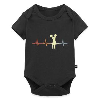 Ligne de cœur de pom-pom girl - Body à manches courtes Premium Bébé - noir - Devant