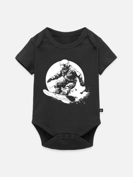 Snowboarder Zeichnung - Baby Premium Kurzarmbody - Schwarz