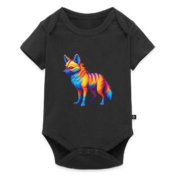 Aardwolf coloré Kawaii Dessin animé Personnage Clipart - Body à manches courtes Premium Bébé - noir - Devant
