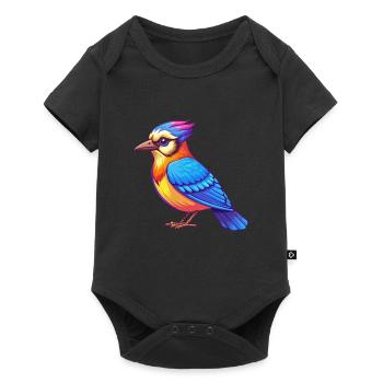 Blue Jay Colorful Kawaii Cartoon Character Clipart - Baby Premium short-sleeve bodysuit - black - Front