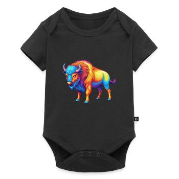 Bison Colorful Kawaii Cartoon Character Clipart - Baby Premium short-sleeve bodysuit - black - Front