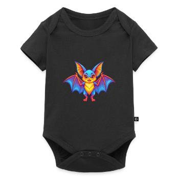 Chauve-souris coloré Kawaii dessin animé Personnage Clipart - Body à manches courtes Premium Bébé - noir - Devant