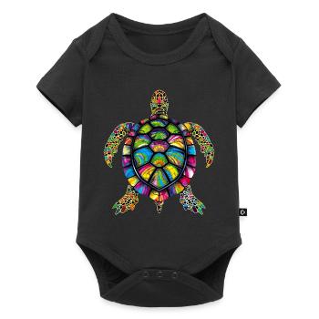 Turtle Colorful Popart Reptile Cute Turtles - Baby Premium short-sleeve bodysuit - black - Front