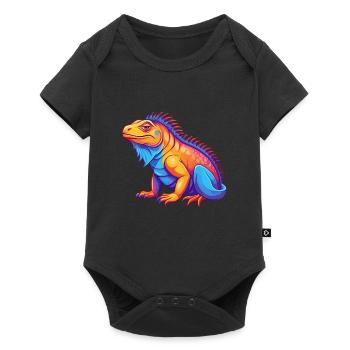 Iguana Colorful Kawaii Cartoon Character Clipart - Baby Premium short-sleeve bodysuit - black - Front