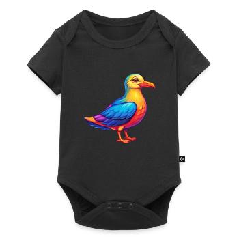 Seagull Colorful Kawaii Cartoon Character Clipart - Baby Premium short-sleeve bodysuit - black - Front