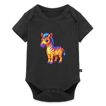 Zebra Bunte Kawaii Cartoon Figur Clipart - Baby Premium Kurzarmbody - Schwarz - Vorne