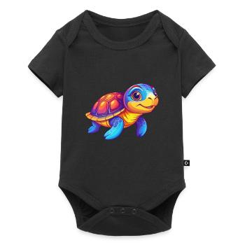 Turtle Colorful Kawaii Cartoon Character Clipart - Baby Premium short-sleeve bodysuit - black - Front