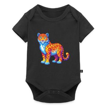 Snow Leopard Colorful Kawaii Cartoon Character - Baby Premium short-sleeve bodysuit - black - Front