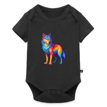 Wolf Colorful Kawaii Cartoon Character Clipart - Baby Premium short-sleeve bodysuit - black - Front