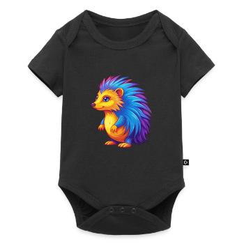 Porcupine Colorful Kawaii Cartoon Character Animal - Baby Premium short-sleeve bodysuit - black - Front