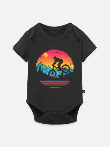 Mountainbiken Vaporwave - Baby Premium Kurzarmbody - Schwarz